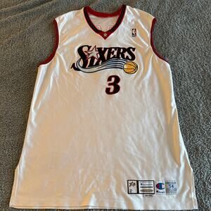 2001 Vintage Champion Allen Iverson NBA 76ers Pro Cut Team Issued Jersey 54 RARE